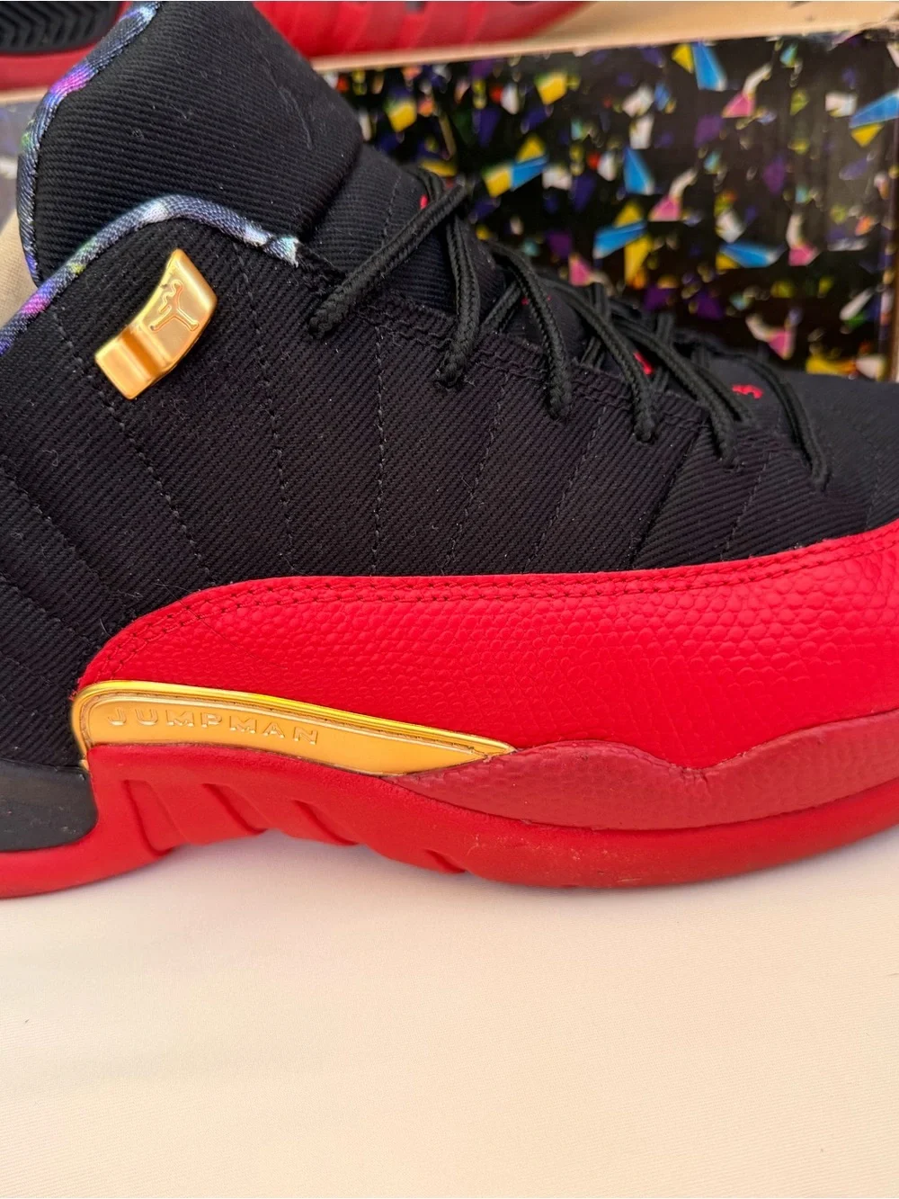 Air Jordan 12 Retro Low SE Super Bowl LV Black Varsity Red Gold Size 10.5